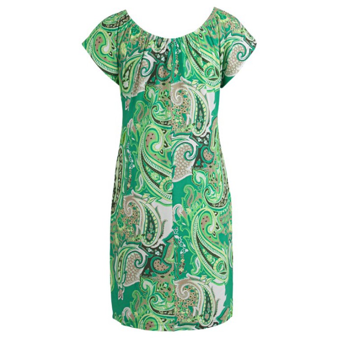 Jurk KM print elastische hals - Grasgroen dessin